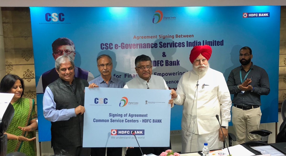 CSC signs with HDFC Bank for Banking Correspondents